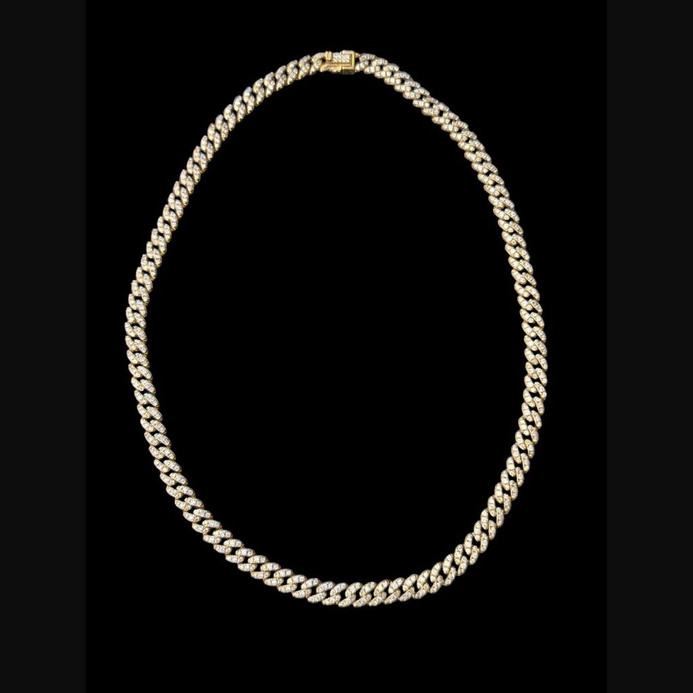 Best Silver Inc 24k Gold Plated CZ Miami Cuban Chain Link 6.3mm 925 Silver 17"